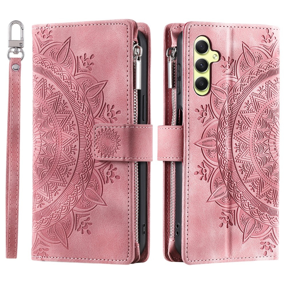 Samsung Galaxy A55 Portemonnee tas Mandala, roze