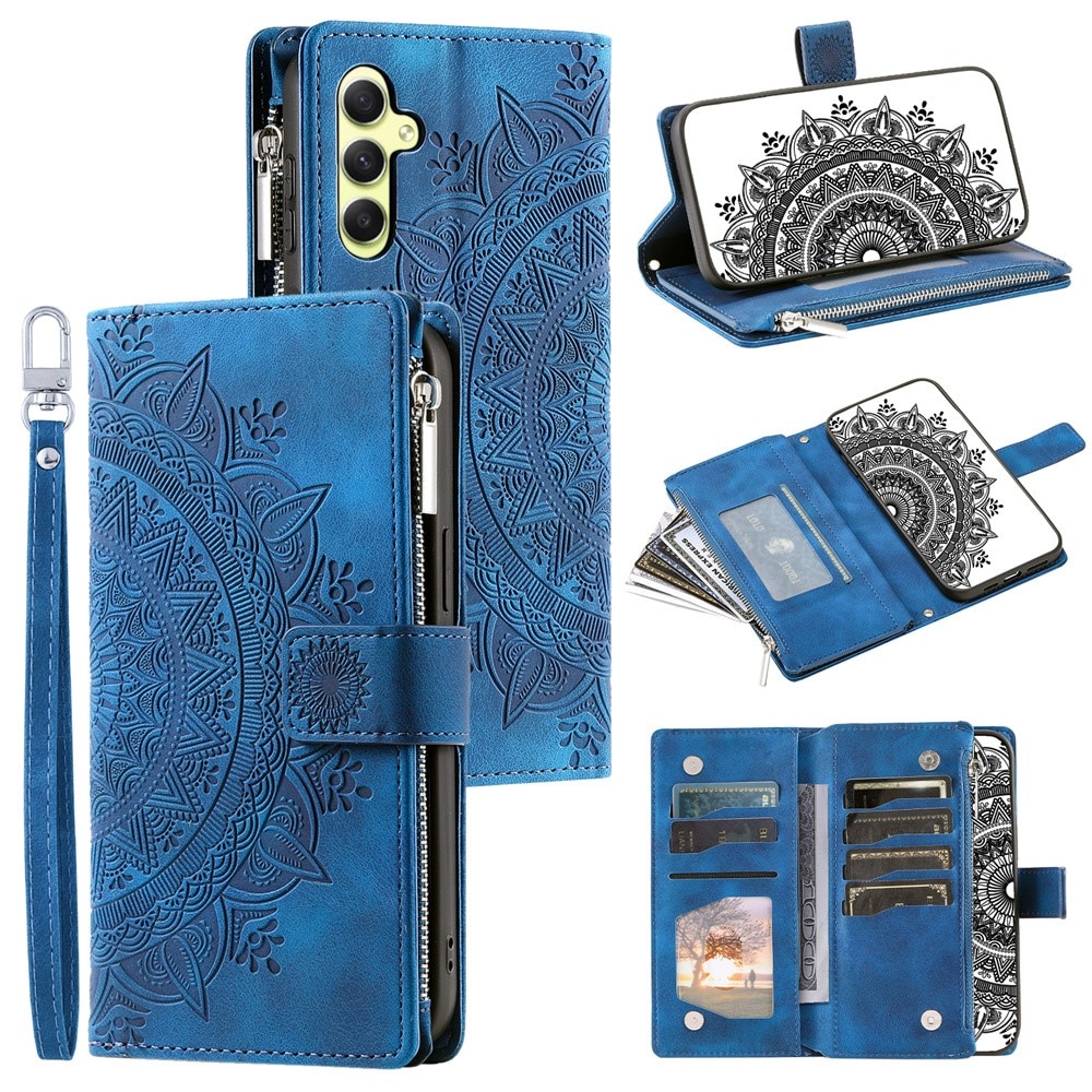 Samsung Galaxy A55 Portemonnee tas Mandala, blauw