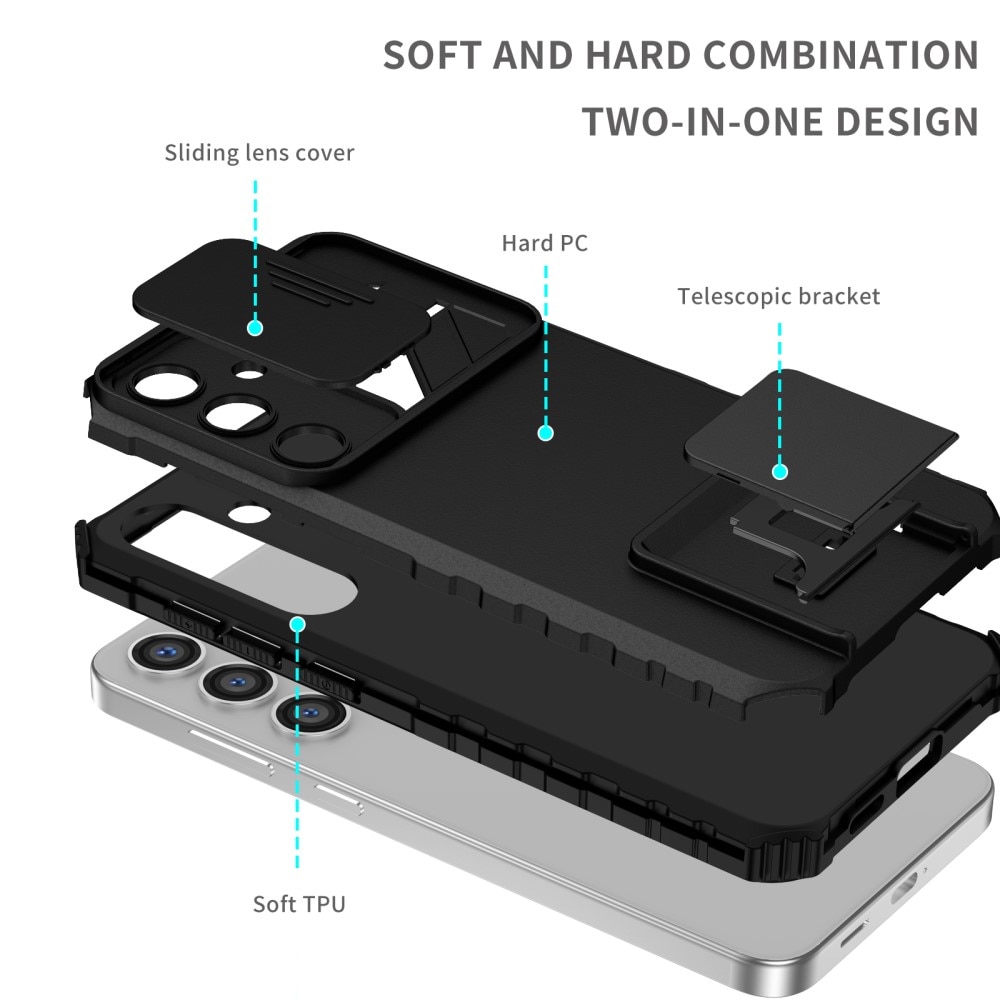 Samsung Galaxy S24 Kickstand Hoesje met Camera Protector zwart