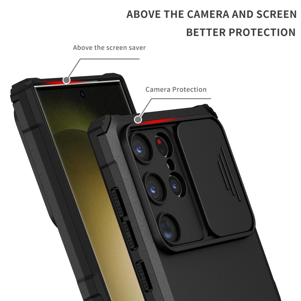 Samsung Galaxy S24 Ultra Kickstand Hoesje met Camera Protector zwart