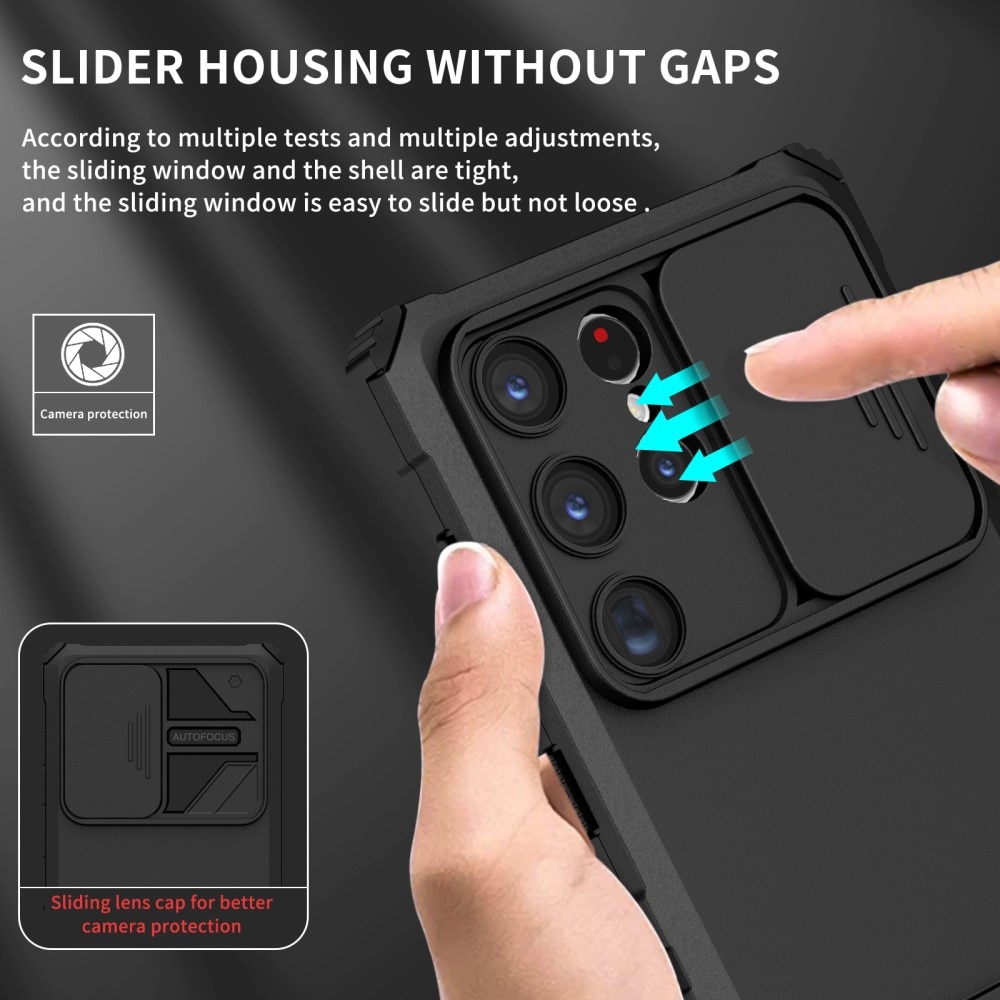 Samsung Galaxy S24 Ultra Kickstand Hoesje met Camera Protector zwart