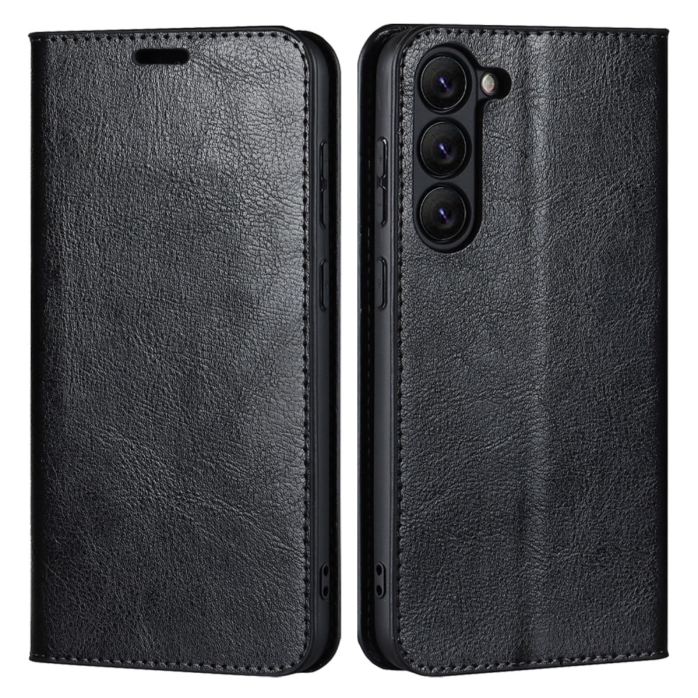 Samsung Galaxy S23 Mobielhoesje Echt Leer zwart