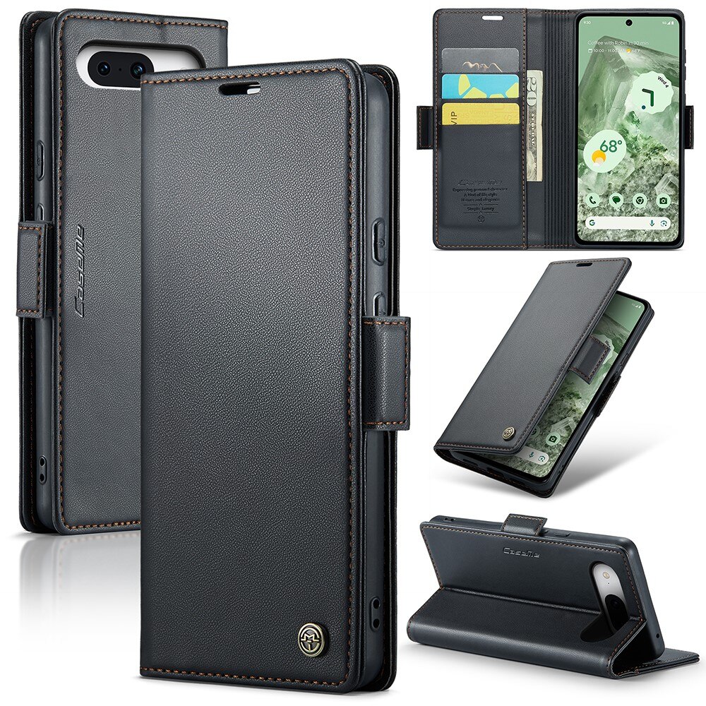 RFID blocking Slim Bookcover Hoesje Google Pixel 8a Zwart