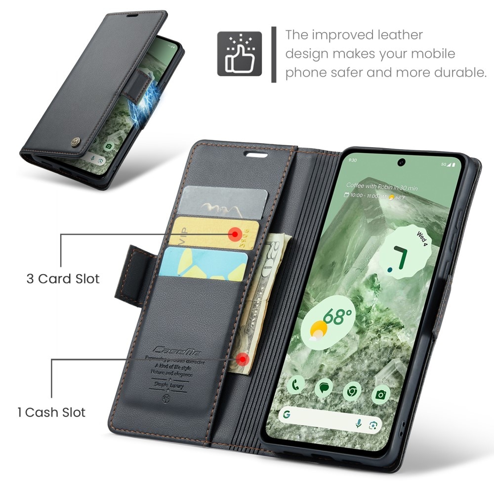 RFID blocking Slim Bookcover Hoesje Google Pixel 8a Zwart