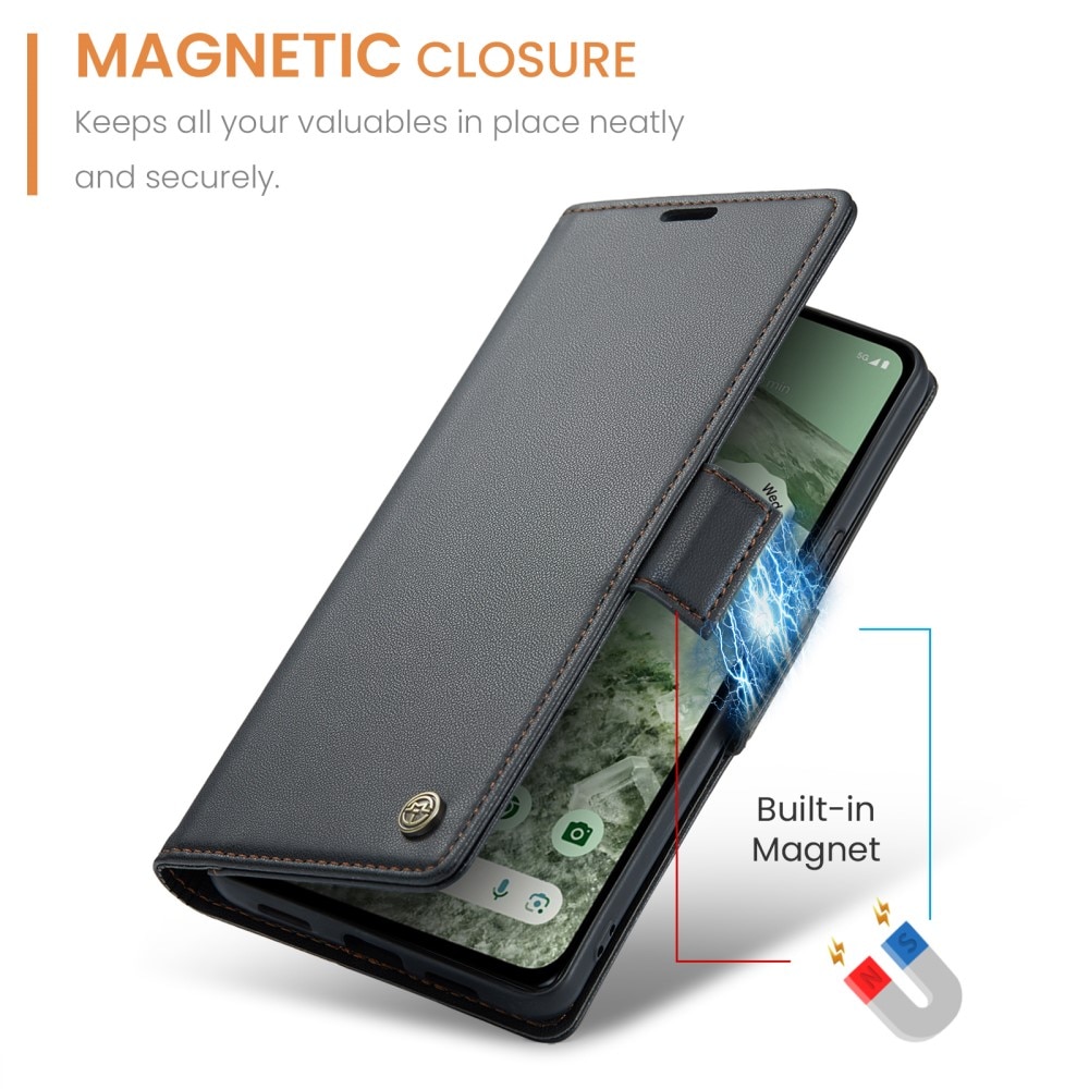 RFID blocking Slim Bookcover Hoesje Google Pixel 8a Zwart