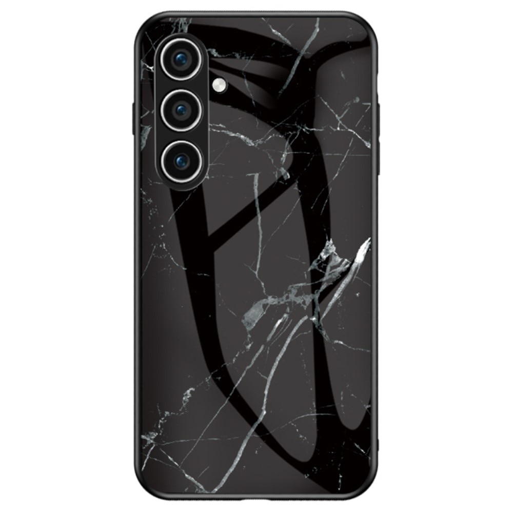 Samsung Galaxy S24 Hoesje Gehard Glas zwart marmer