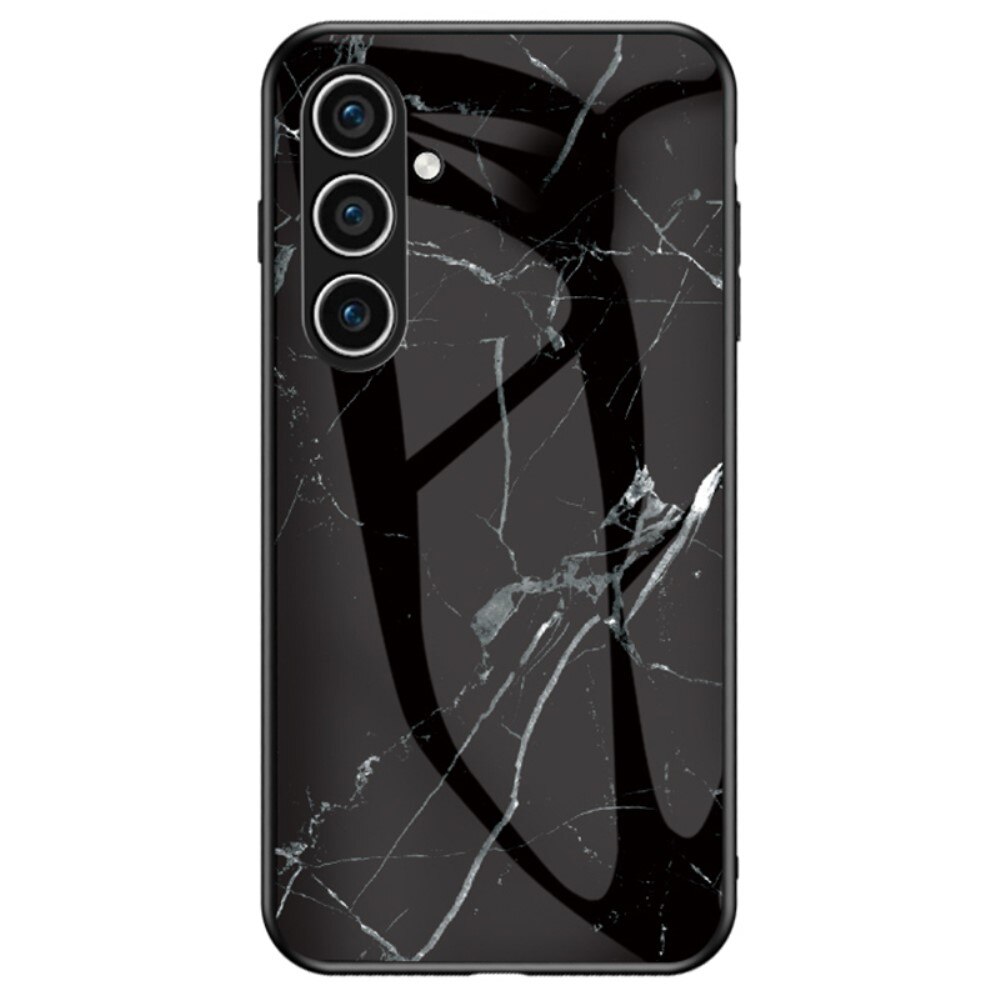 Samsung Galaxy S24 Plus Hoesje Gehard Glas zwart marmer