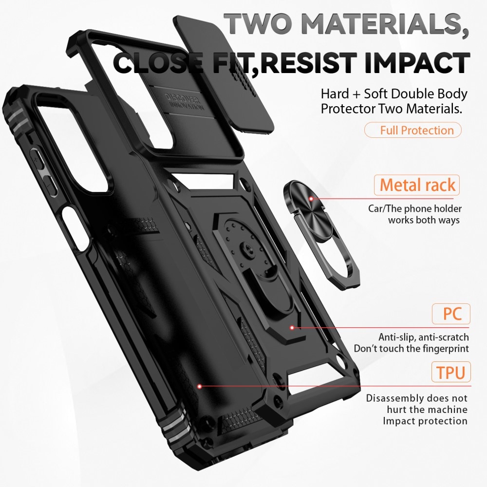 Samsung Galaxy A15 Hybridcase Ring + Camera Protector zwart