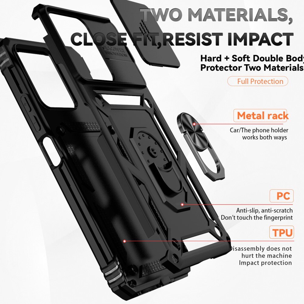 Xiaomi Redmi 13C Hybridcase Ring + Camera Protector Zwart
