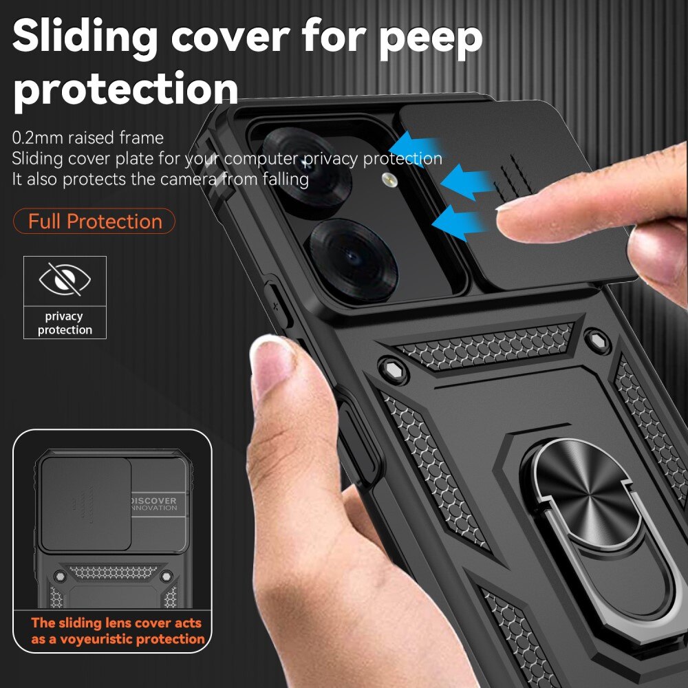 Xiaomi Redmi 13C Hybridcase Ring + Camera Protector Zwart