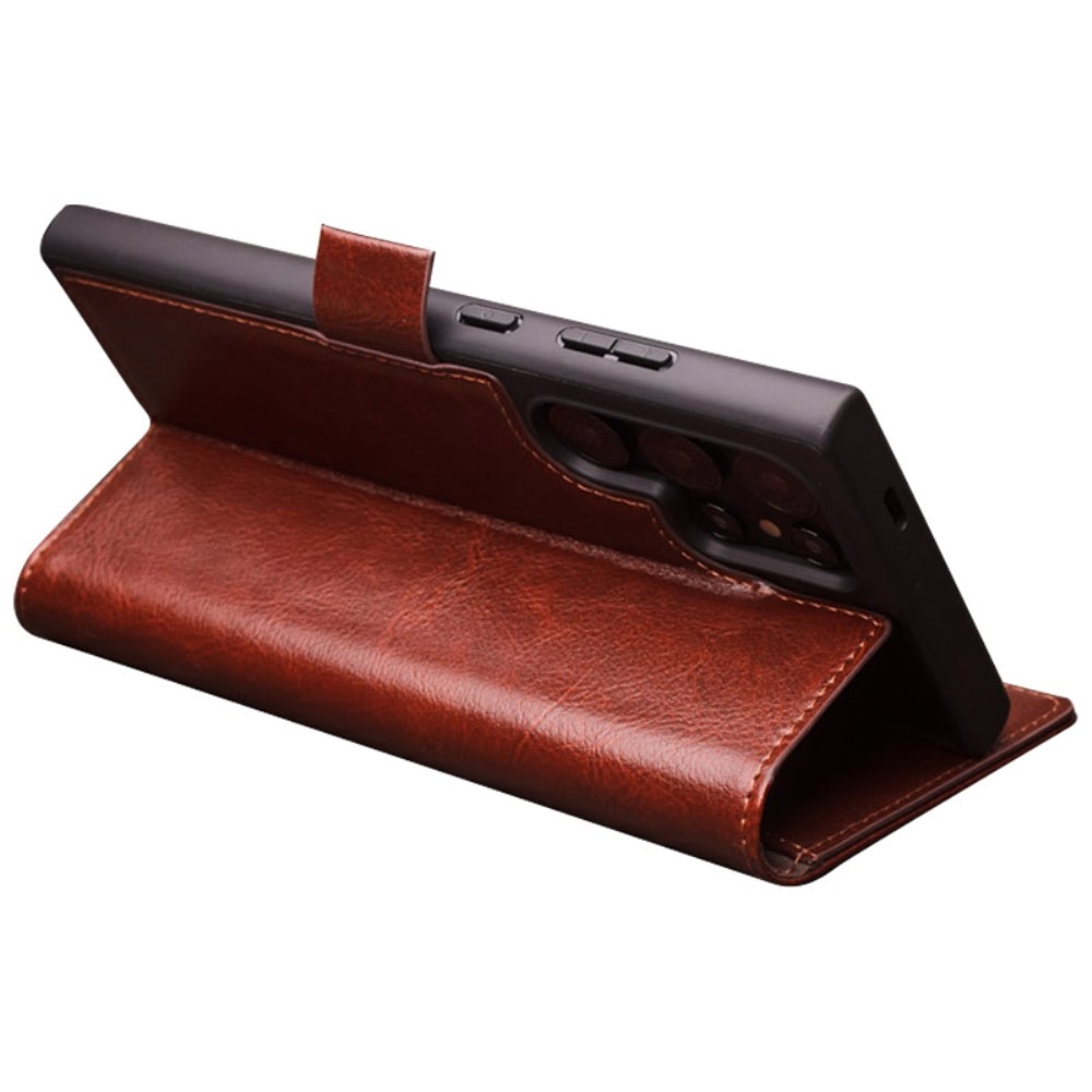 Leather Wallet Case Samsung Galaxy S24 Ultra Brown