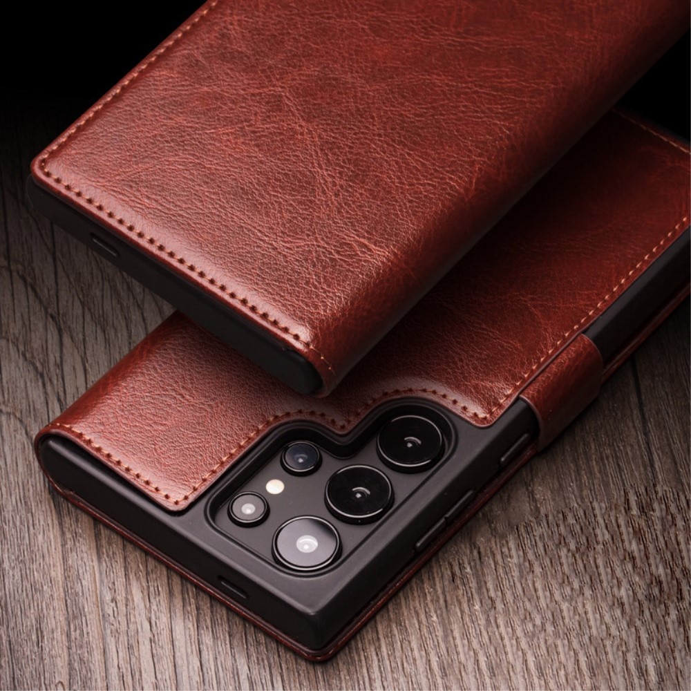 Leather Wallet Case Samsung Galaxy S24 Ultra Brown