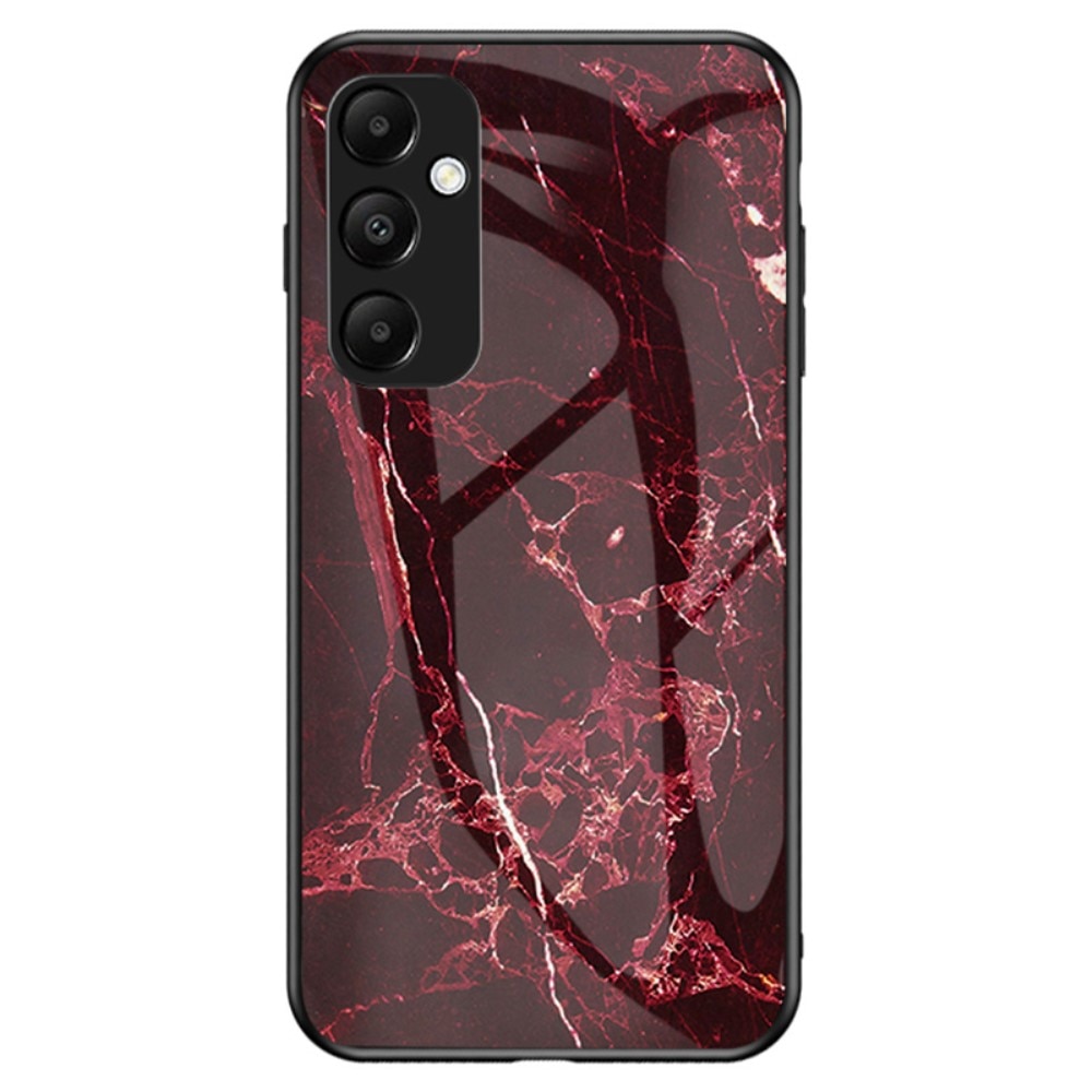 Samsung Galaxy A55 Hoesje Gehard Glas rood marmer