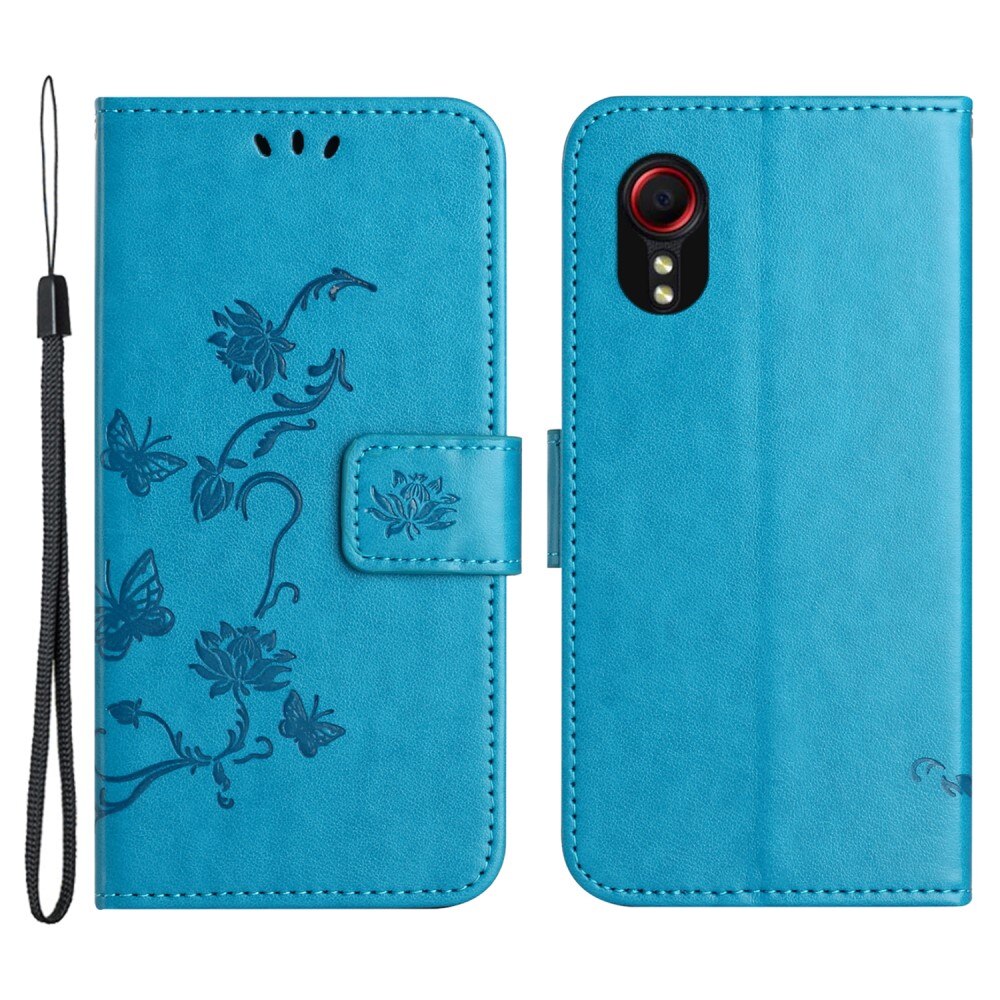 Samsung Galaxy Xcover 7 Leren vlinderhoesje blauw