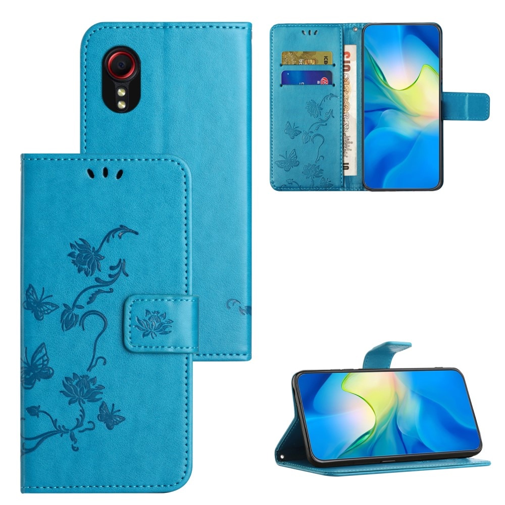 Samsung Galaxy Xcover 7 Leren vlinderhoesje blauw