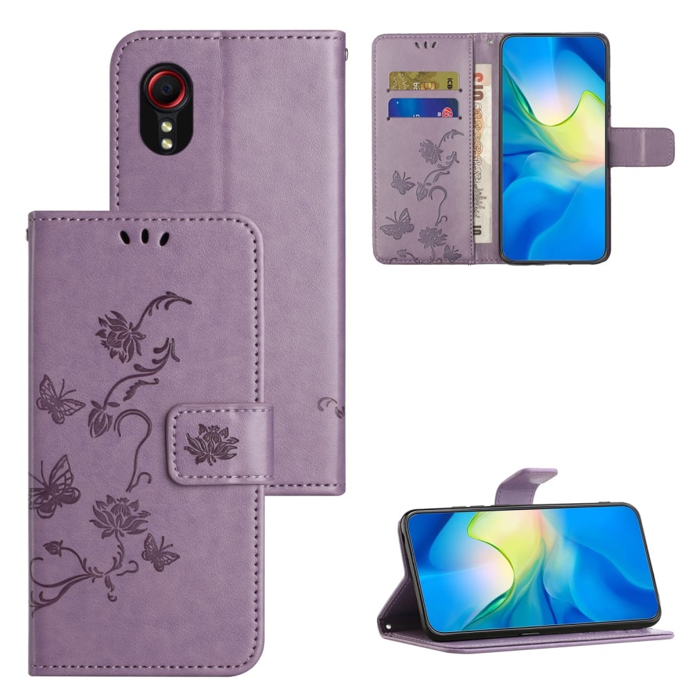 Samsung Galaxy Xcover 7 Leren vlinderhoesje paars