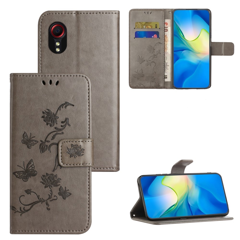 Samsung Galaxy Xcover 7 Leren vlinderhoesje grijs