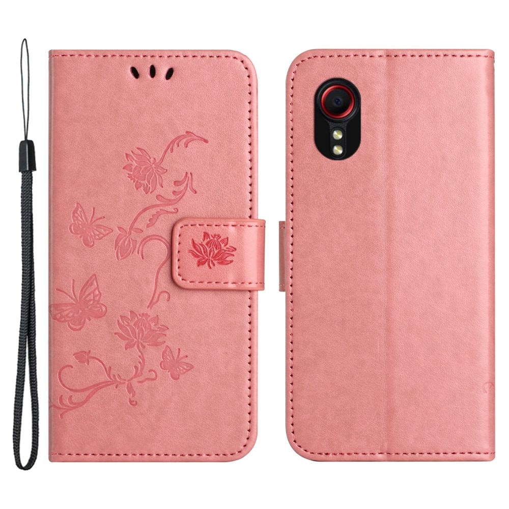 Samsung Galaxy Xcover 7 Leren vlinderhoesje roze