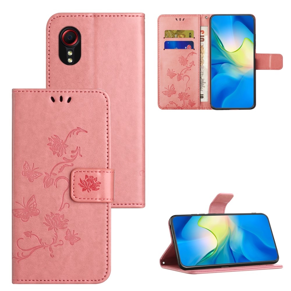 Samsung Galaxy Xcover 7 Leren vlinderhoesje roze