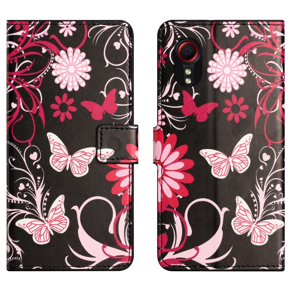 Samsung Galaxy Xcover 7 Bookcover hoesje zwarte vlinder