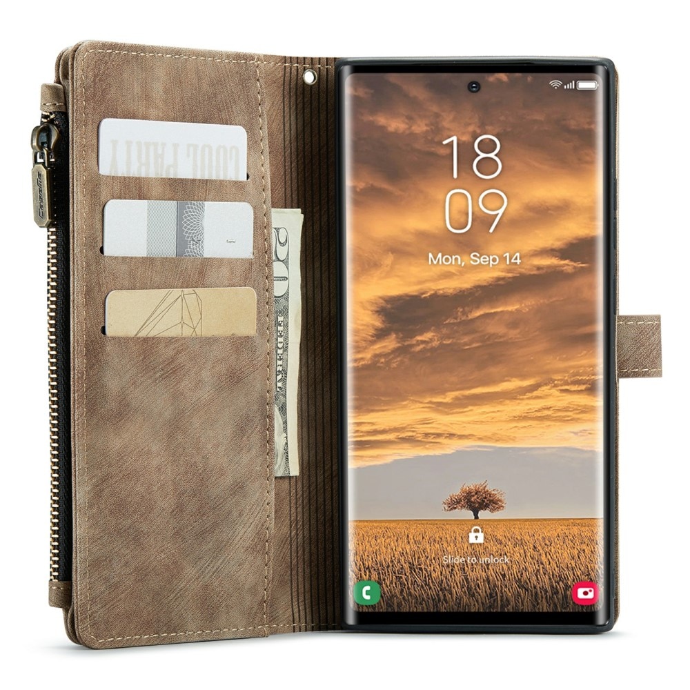 Bookcover hoesje Rits Samsung Galaxy S24 Ultra bruin