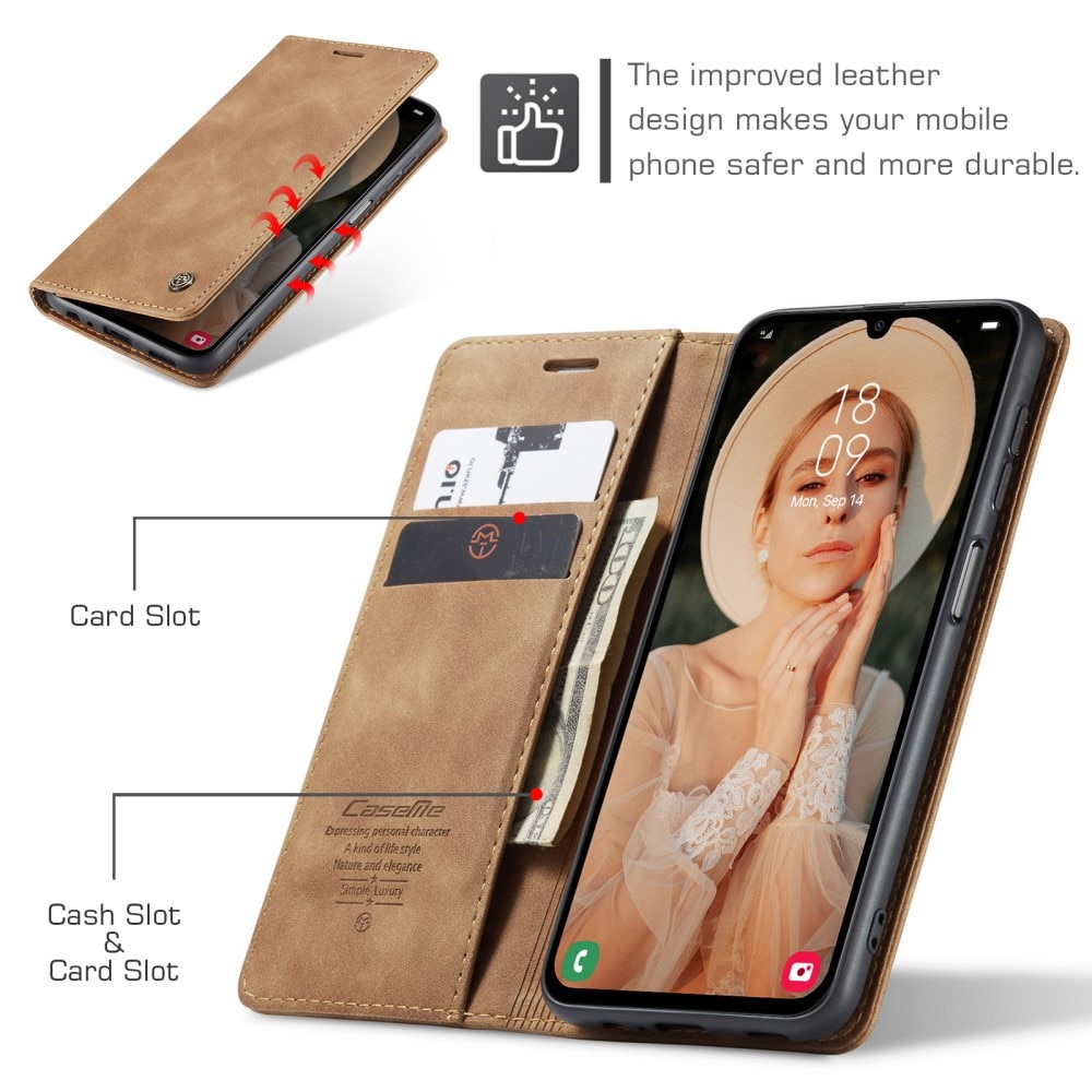 Slim Bookcover hoesje Samsung Galaxy A15 cognac