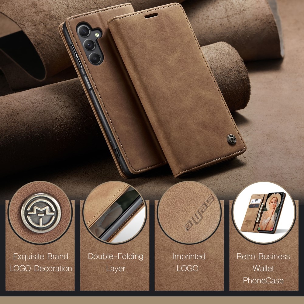 Slim Bookcover hoesje Samsung Galaxy A15 cognac