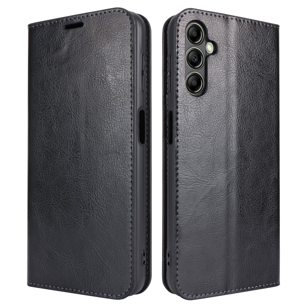 Samsung Galaxy A14 Mobielhoesje Echt Leer zwart