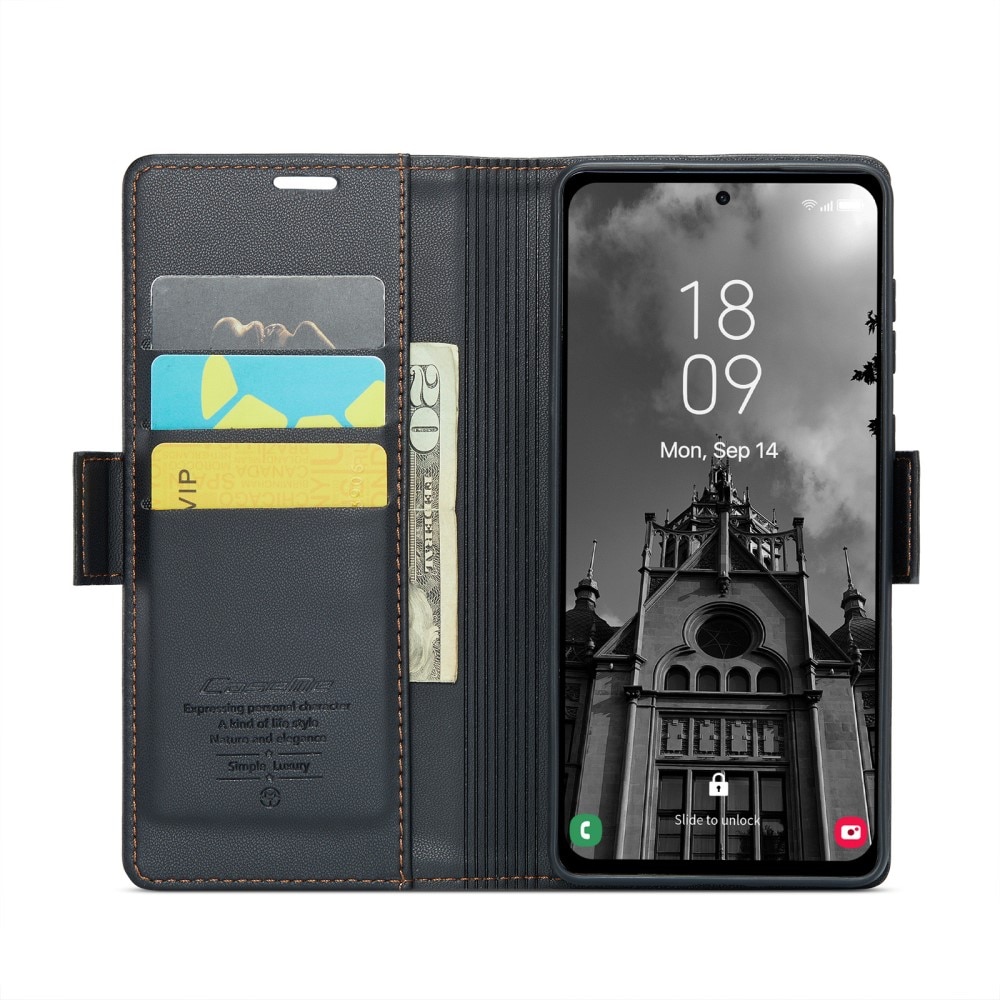 RFID blocking Slim Bookcover hoesje Samsung Galaxy A55 zwart