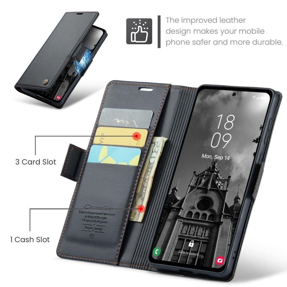RFID blocking Slim Bookcover hoesje Samsung Galaxy A55 zwart