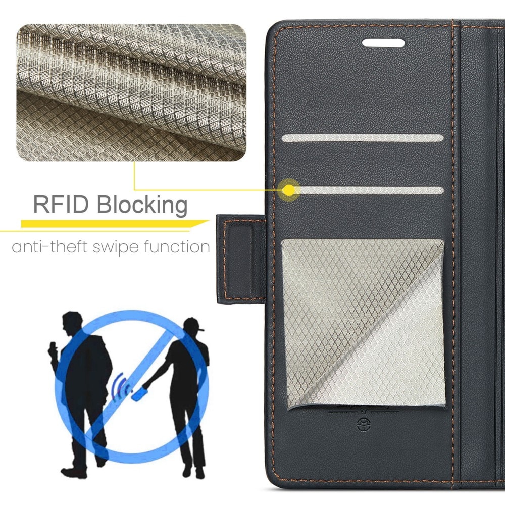 RFID blocking Slim Bookcover Hoesje Samsung Galaxy A55 Zwart