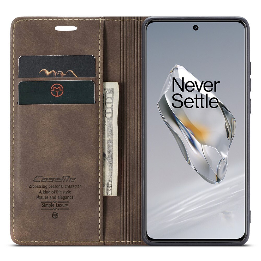 Slim Bookcover hoesje OnePlus 12 bruin