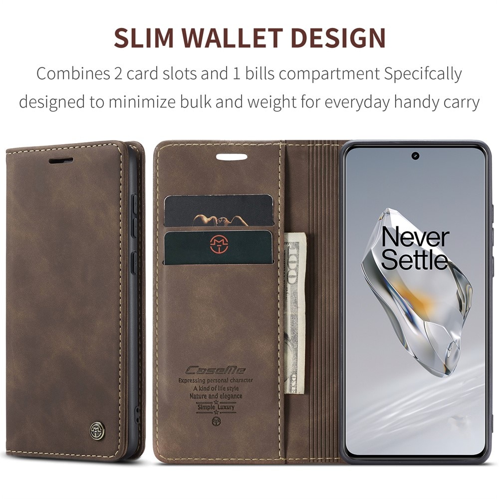 Slim Bookcover hoesje OnePlus 12 bruin