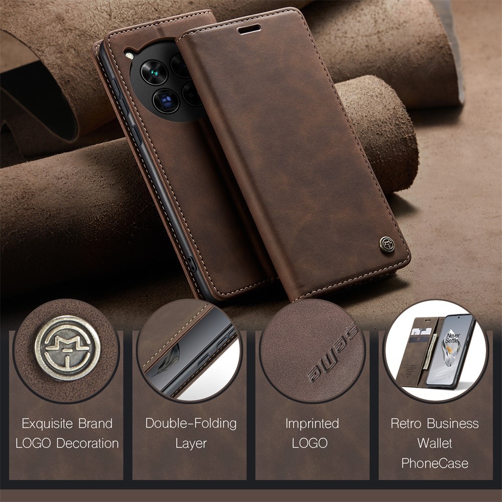 Slim Bookcover hoesje OnePlus 12 bruin