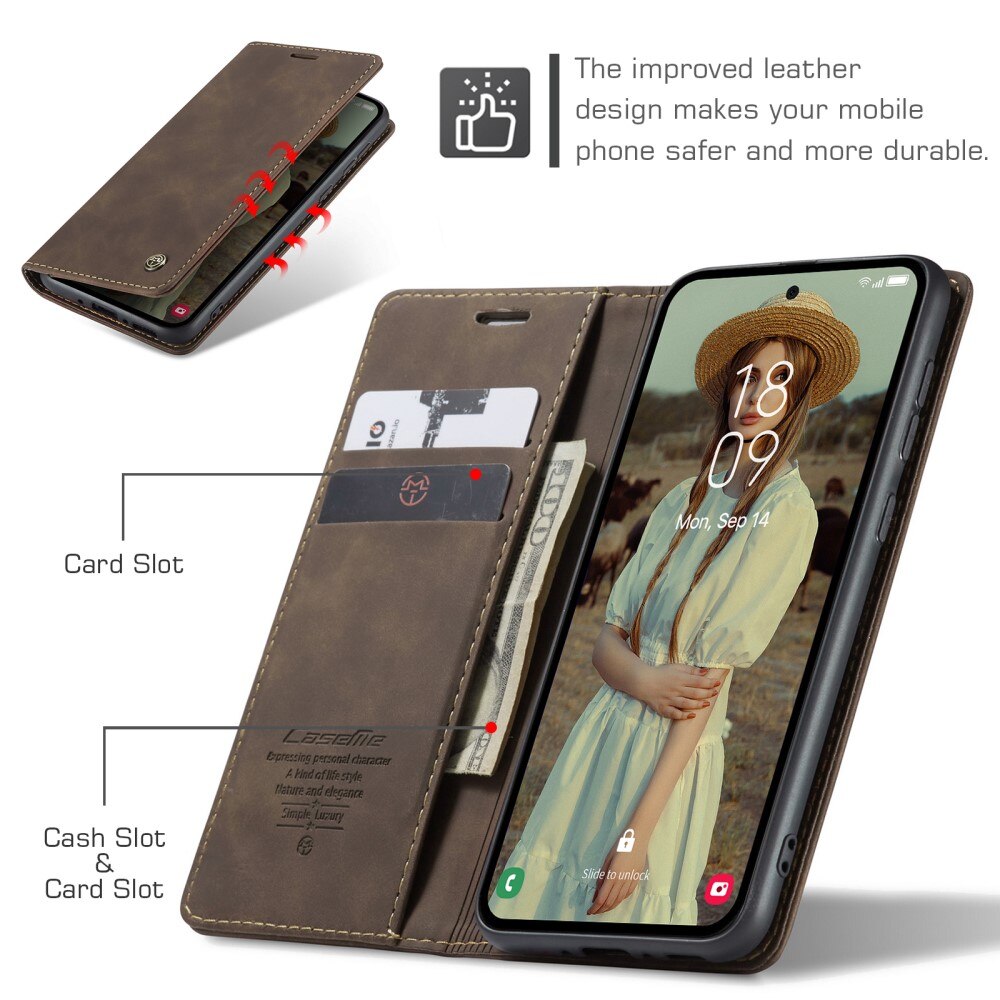 Slim Bookcover Hoesje Samsung Galaxy A35 Bruin