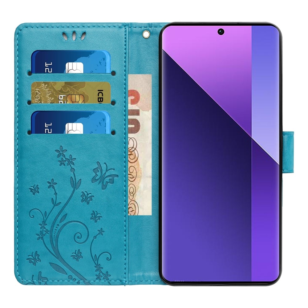 Xiaomi Redmi 13C Leren vlinderhoesje blauw