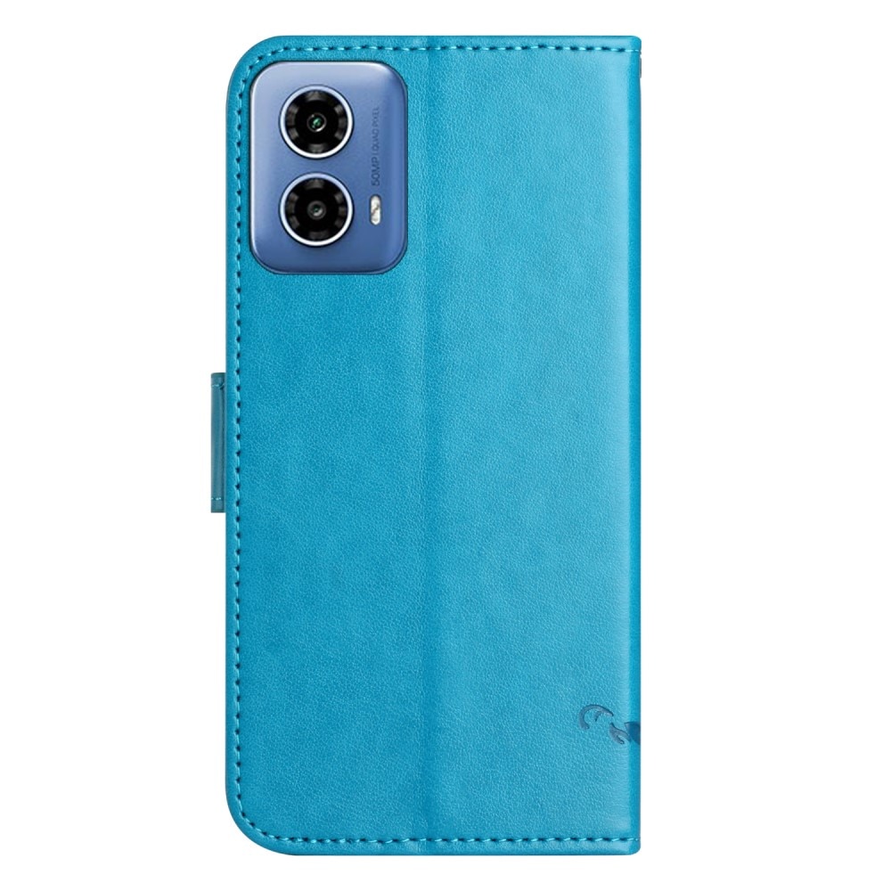 Motorola Moto G04 Leren vlinderhoesje blauw