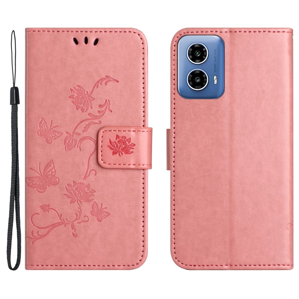 Motorola Moto G04 Leren vlinderhoesje roze