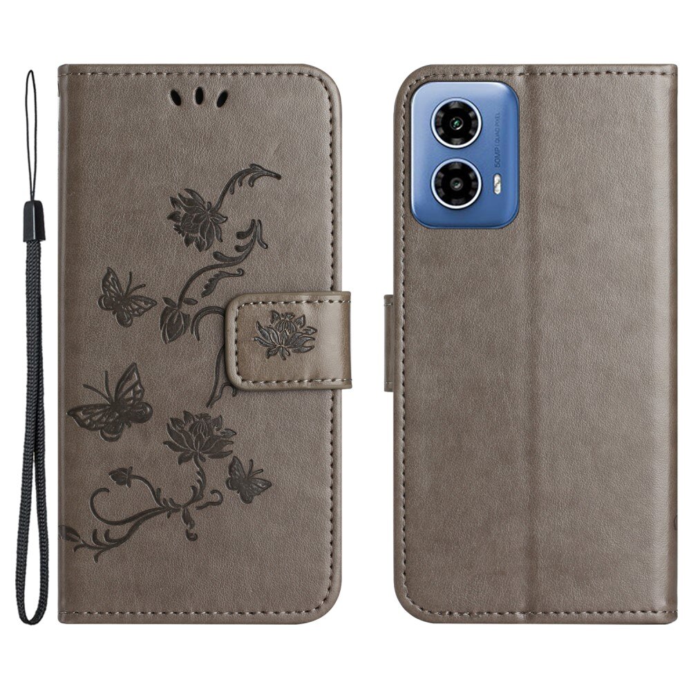 Motorola Moto G04 Leren vlinderhoesje Grijs