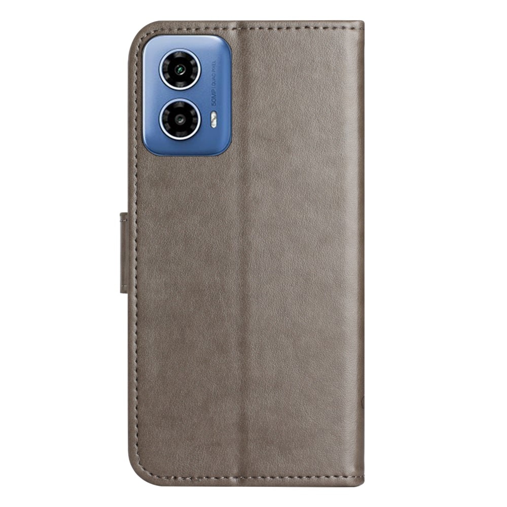 Motorola Moto G04 Leren vlinderhoesje Grijs