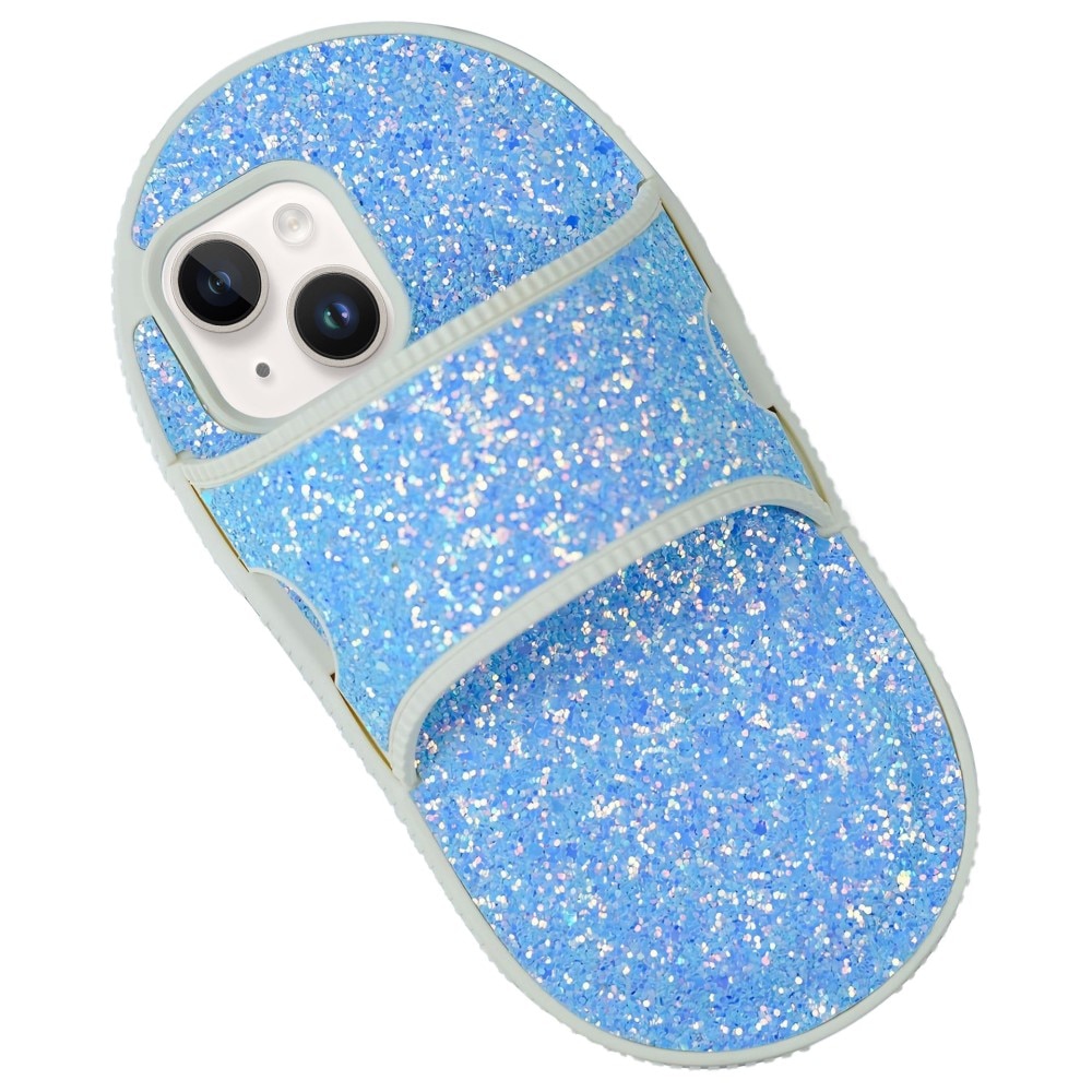 iPhone 13 Glitter Pantoffel Hoesje, blauw