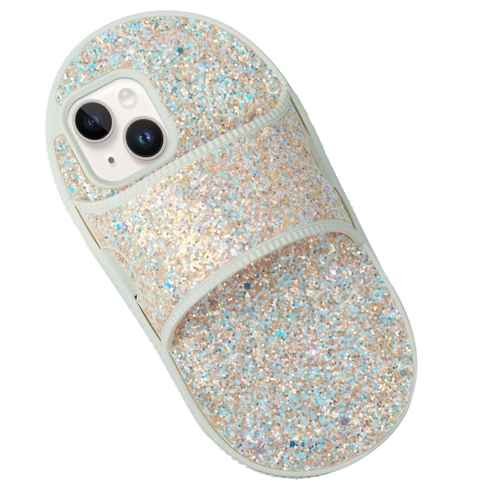 iPhone 15 Glitter Pantoffel Hoesje, oranje