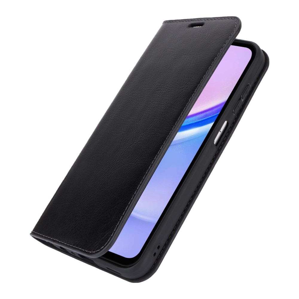 Samsung Galaxy A15 Mobielhoesje Echt Leer zwart