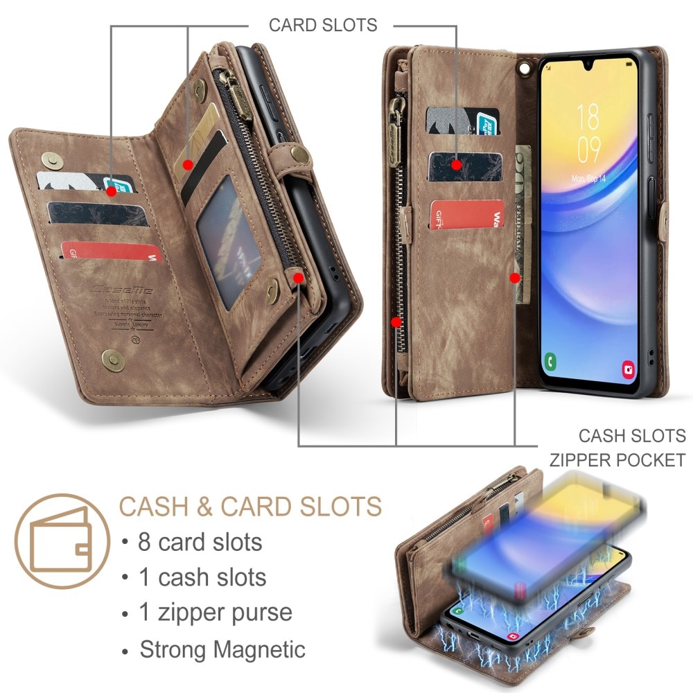 Multi-slot Hoesje Samsung Galaxy A15 bruin