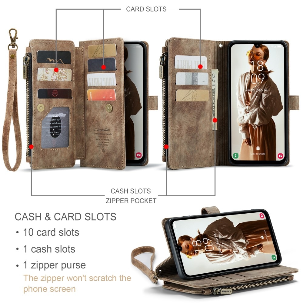 Bookcover hoesje Rits Samsung Galaxy A15 bruin