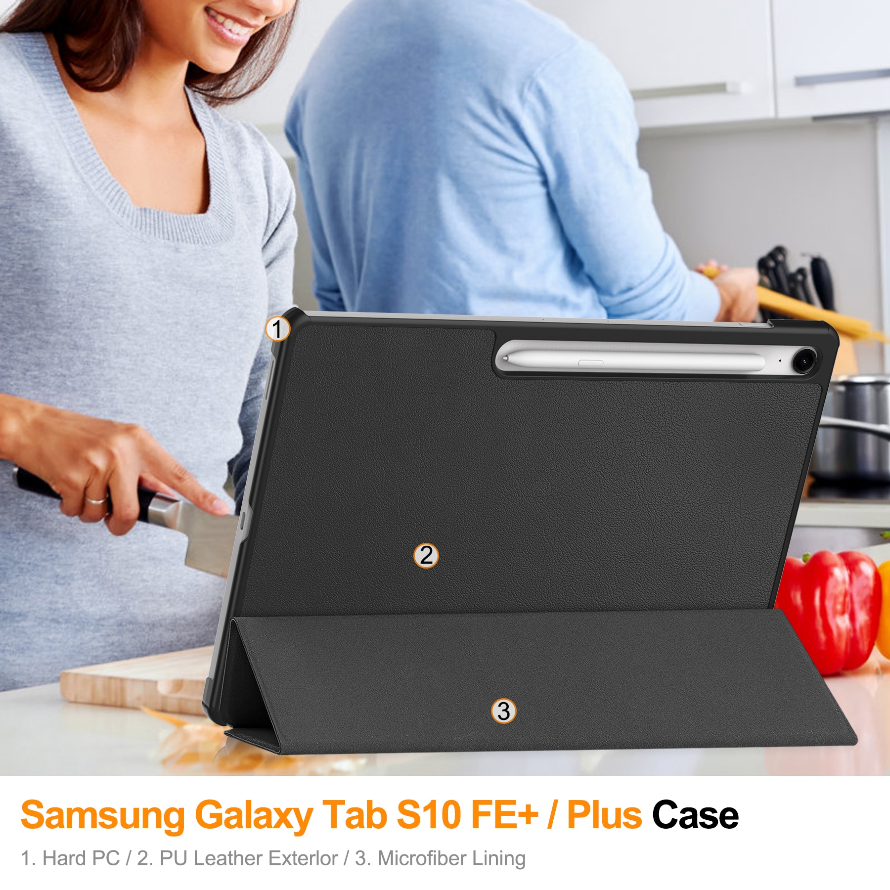 Samsung Galaxy Tab S10 FE Plus Tri-fold Hoesje Zwart