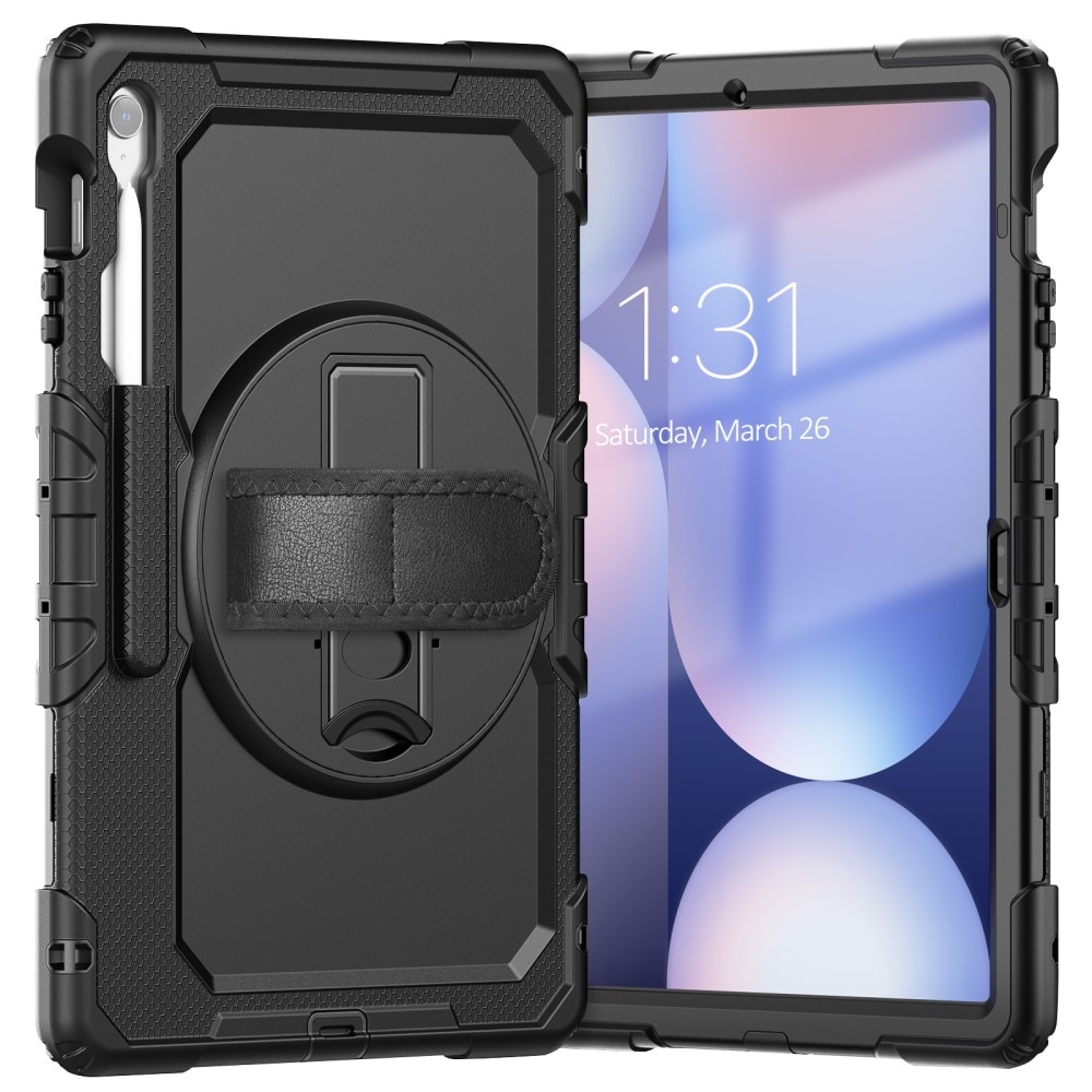 Samsung Galaxy Tab S10 FE Plus Schokbestendige Full Protection Hybridcase met schouderriem zwart