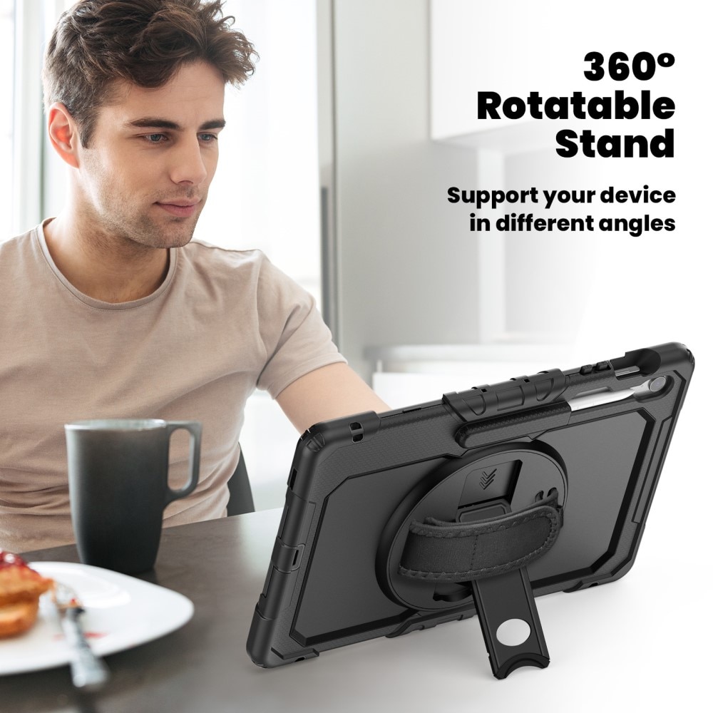 Samsung Galaxy Tab S10 FE Plus Schokbestendige Full Protection Hybridcase met schouderriem zwart