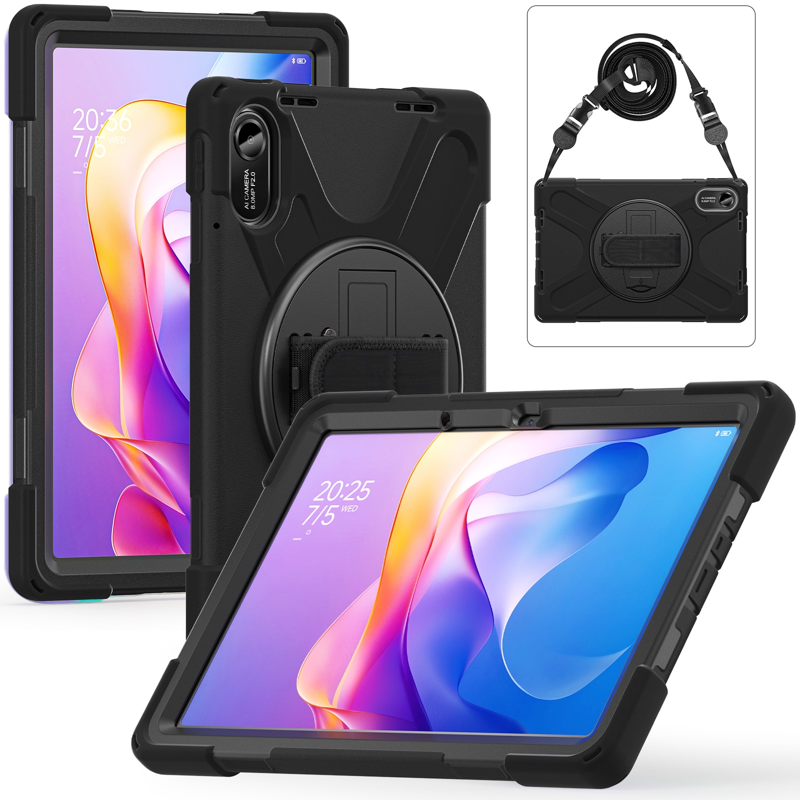 Xiaomi Redmi Pad 2 Schokbestendige Hybridcase met schouderriem zwart