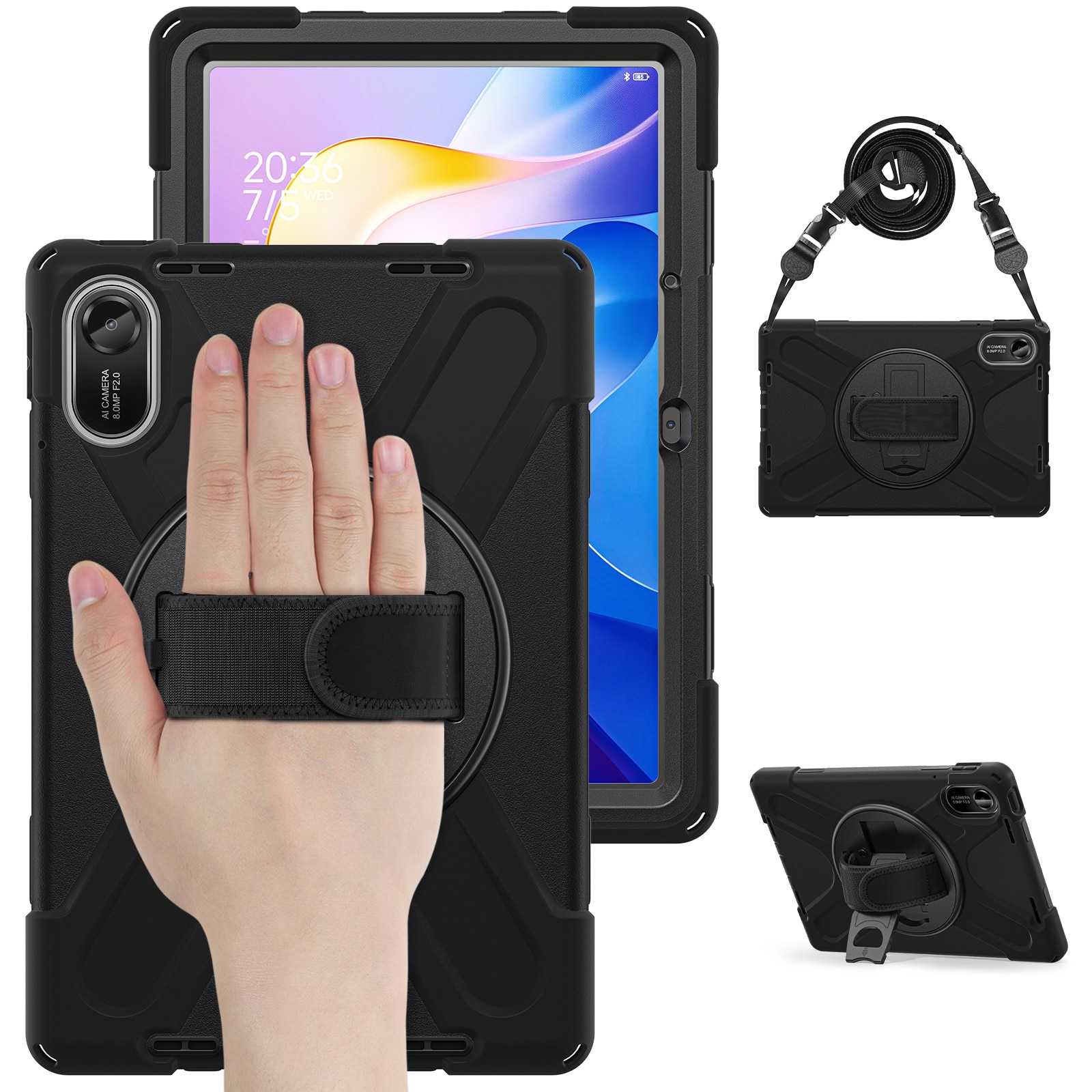 Xiaomi Redmi Pad 2 Schokbestendige Hybridcase met schouderriem zwart